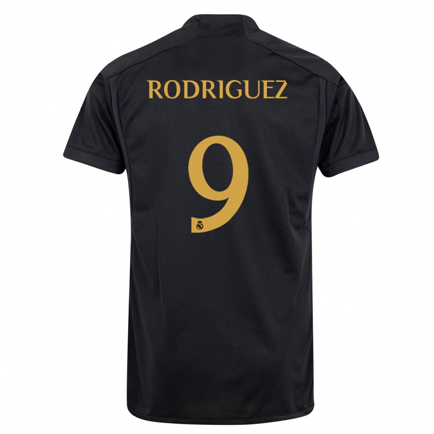 Vaikiškas Alvaro Rodriguez #9 Juoda Trečias Marškinėliai 2023/24 T-Shirt