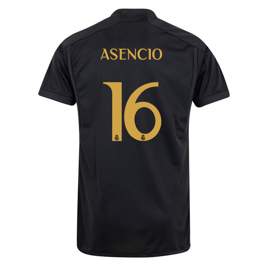 Vaikiškas Raul Asencio #16 Juoda Trečias Marškinėliai 2023/24 T-Shirt