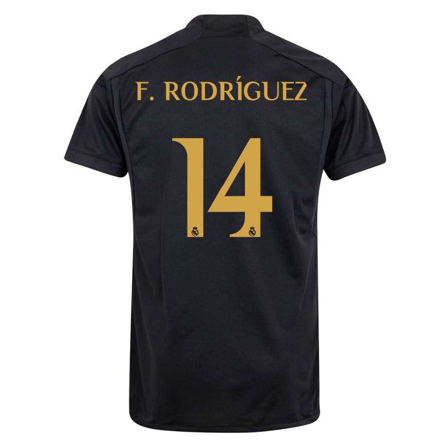 Vaikiškas Fer Rodríguez #14 Juoda Trečias Marškinėliai 2023/24 T-Shirt