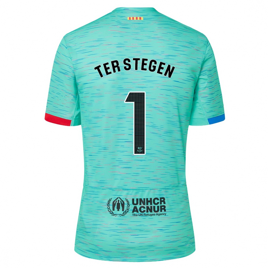 Vaikiškas Marc-Andre Ter Stegen #1 Šviesus Aqua Trečias Marškinėliai 2023/24 T-Shirt