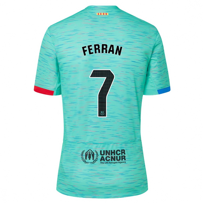 Vaikiškas Ferran Torres #7 Šviesus Aqua Trečias Marškinėliai 2023/24 T-Shirt