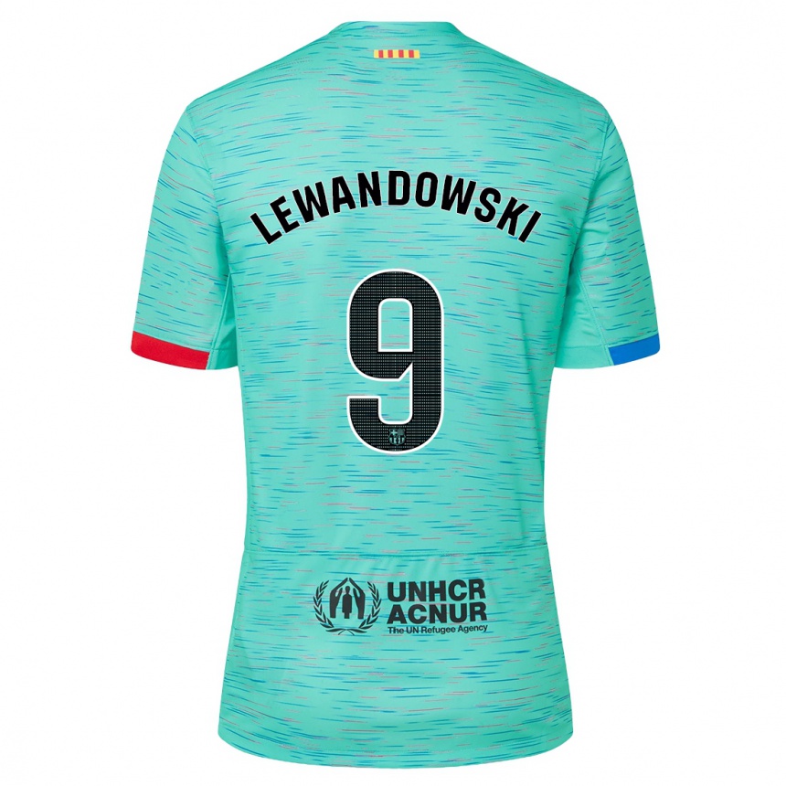 Vaikiškas Robert Lewandowski #9 Šviesus Aqua Trečias Marškinėliai 2023/24 T-Shirt