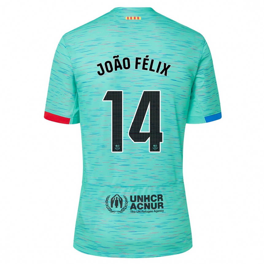 Vaikiškas Joao Felix #14 Šviesus Aqua Trečias Marškinėliai 2023/24 T-Shirt