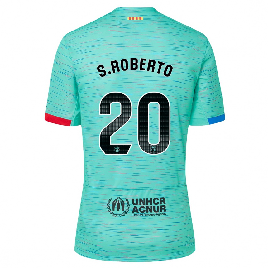 Vaikiškas Sergi Roberto #20 Šviesus Aqua Trečias Marškinėliai 2023/24 T-Shirt