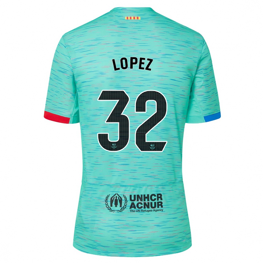 Vaikiškas Fermin Lopez #32 Šviesus Aqua Trečias Marškinėliai 2023/24 T-Shirt