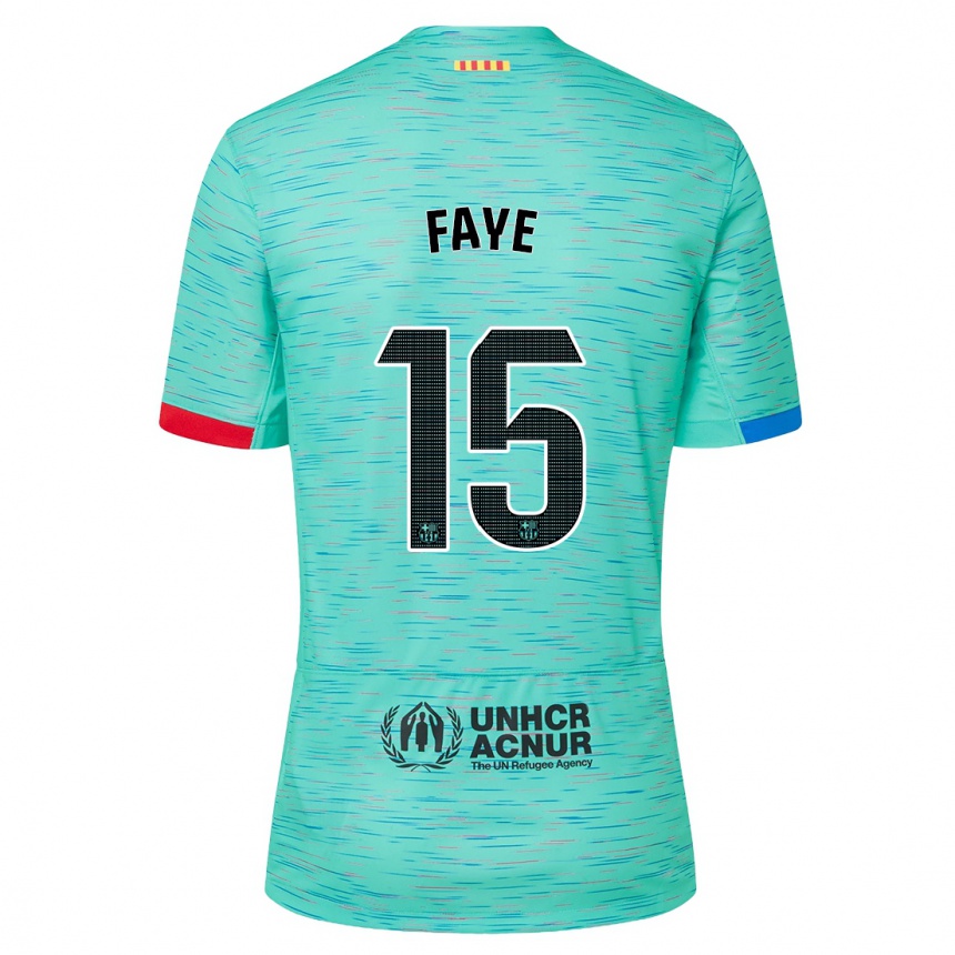 Vaikiškas Mikayil Faye #15 Šviesus Aqua Trečias Marškinėliai 2023/24 T-Shirt