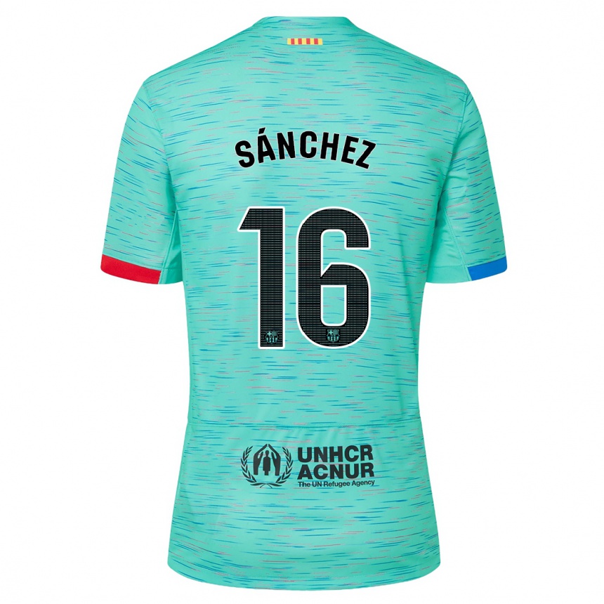 Vaikiškas Edu Sánchez #16 Šviesus Aqua Trečias Marškinėliai 2023/24 T-Shirt