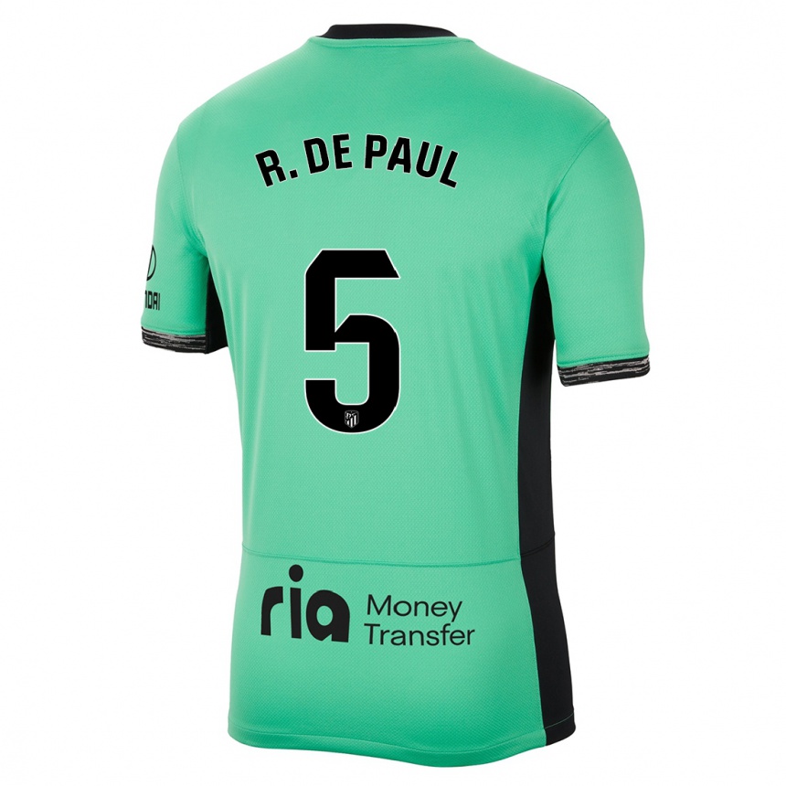 Vaikiškas Rodrigo De Paul #5 Pavasario Žalia Trečias Marškinėliai 2023/24 T-Shirt