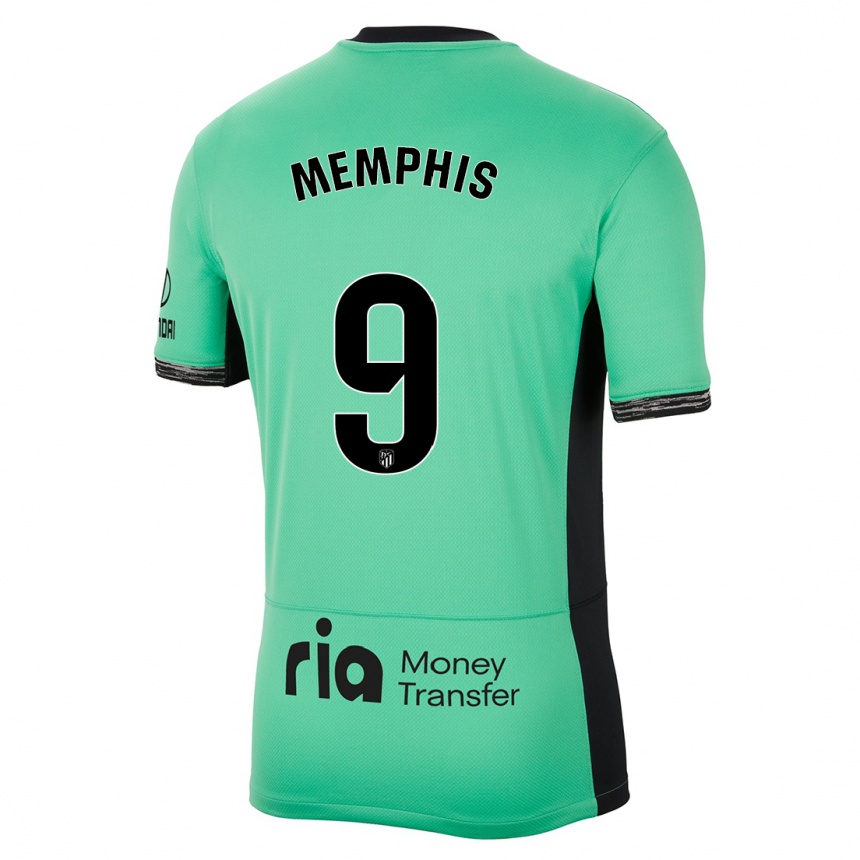 Vaikiškas Memphis Depay #9 Pavasario Žalia Trečias Marškinėliai 2023/24 T-Shirt