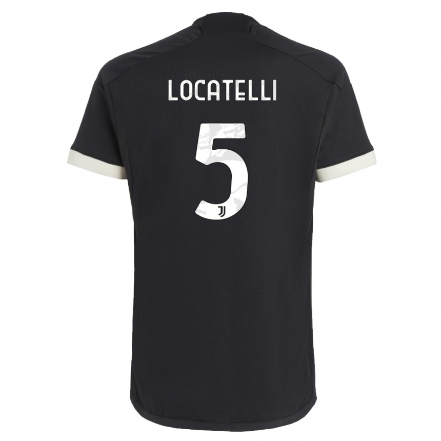 Vaikiškas Manuel Locatelli #5 Juoda Trečias Marškinėliai 2023/24 T-Shirt