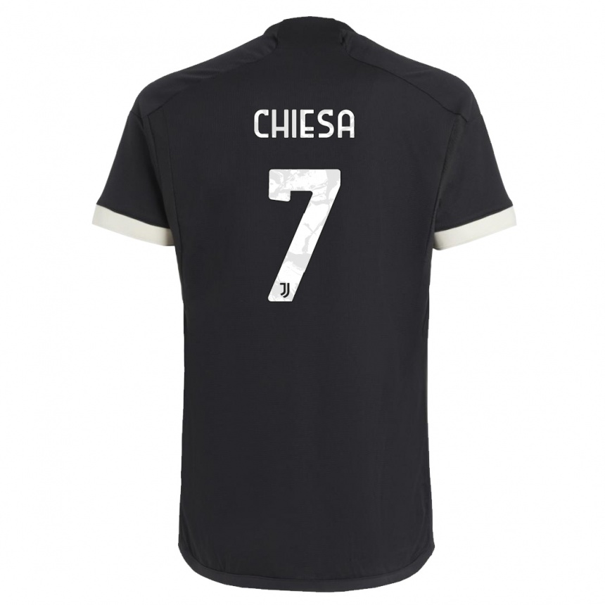 Vaikiškas Federico Chiesa #7 Juoda Trečias Marškinėliai 2023/24 T-Shirt