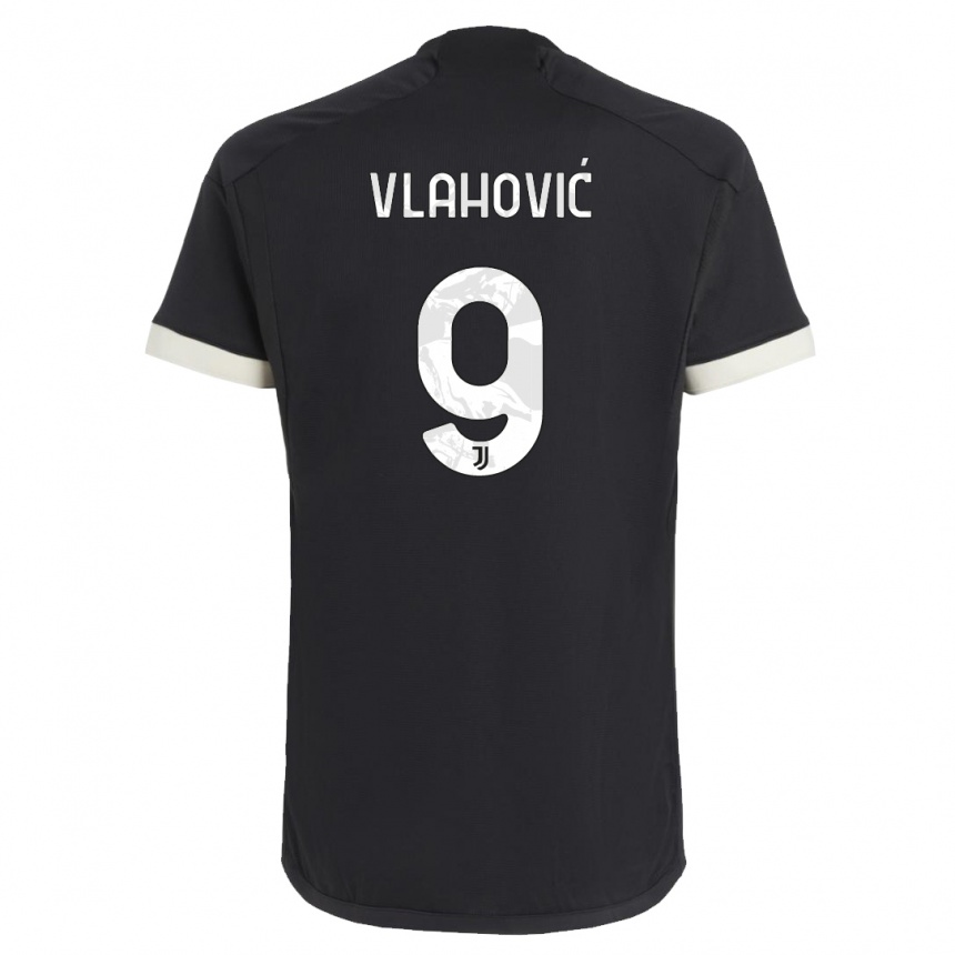 Vaikiškas Dusan Vlahovic #9 Juoda Trečias Marškinėliai 2023/24 T-Shirt