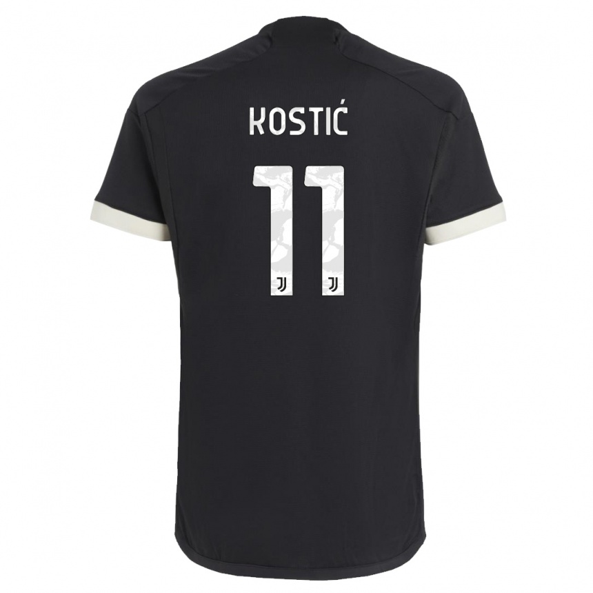 Vaikiškas Filip Kostic #11 Juoda Trečias Marškinėliai 2023/24 T-Shirt