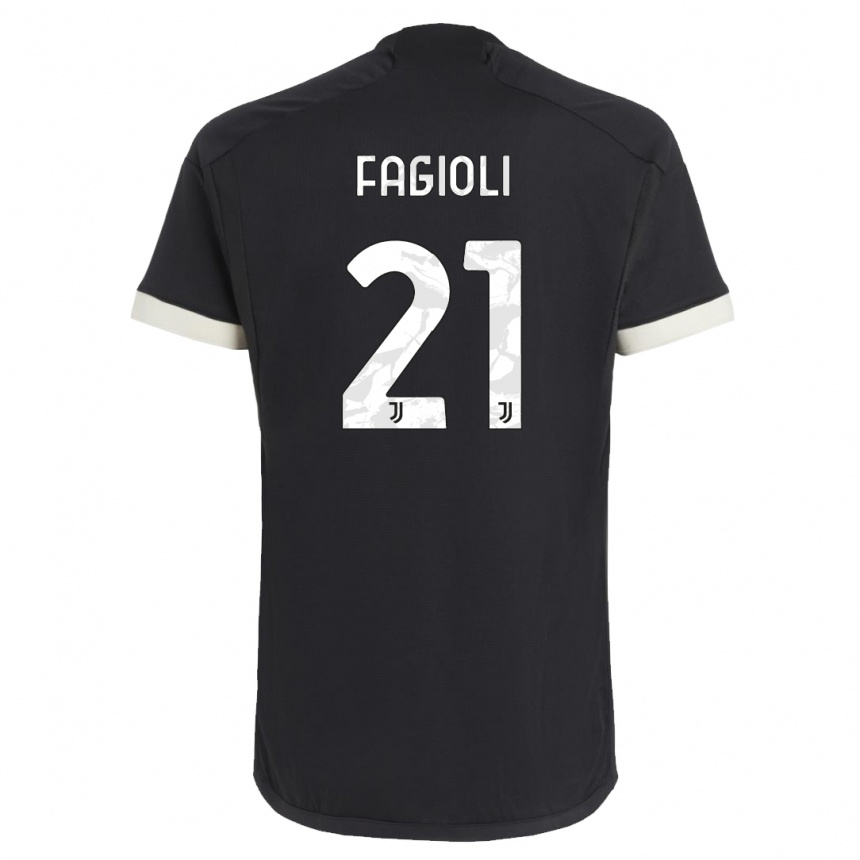 Vaikiškas Nicolo Fagioli #21 Juoda Trečias Marškinėliai 2023/24 T-Shirt