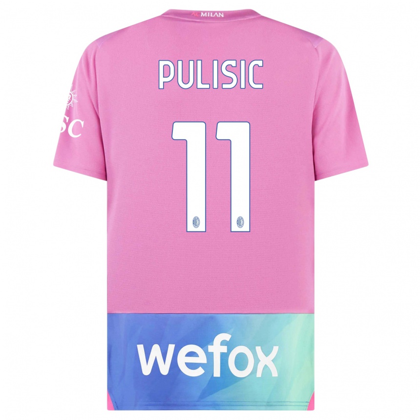 Vaikiškas Christian Pulisic #11 Rožinė Violetinė Trečias Marškinėliai 2023/24 T-Shirt