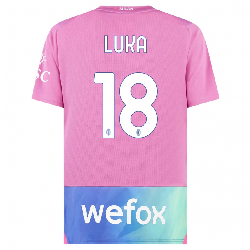 Vaikiškas Luka Romero #18 Rožinė Violetinė Trečias Marškinėliai 2023/24 T-Shirt