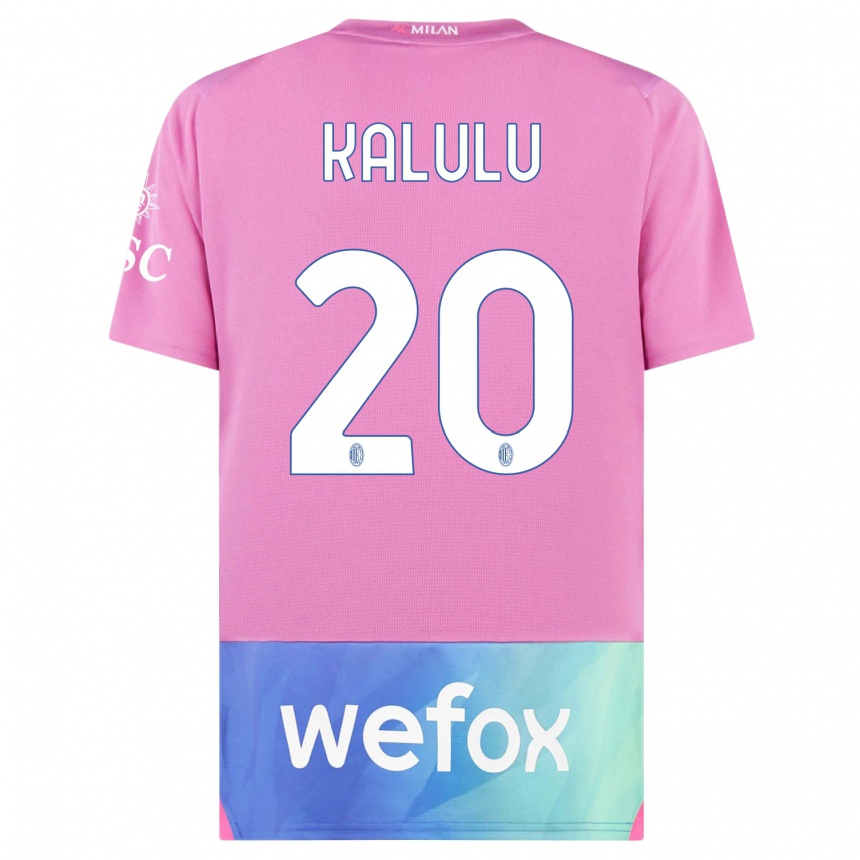 Vaikiškas Pierre Kalulu #20 Rožinė Violetinė Trečias Marškinėliai 2023/24 T-Shirt