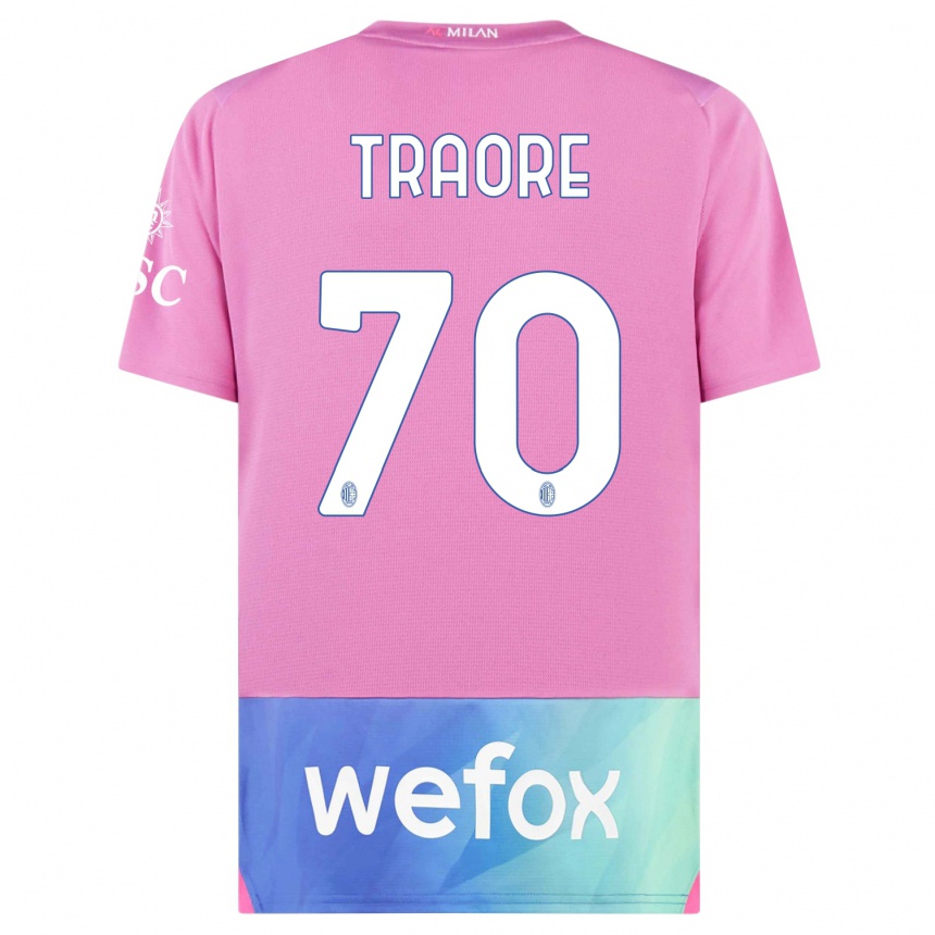 Vaikiškas Chaka Traore #70 Rožinė Violetinė Trečias Marškinėliai 2023/24 T-Shirt