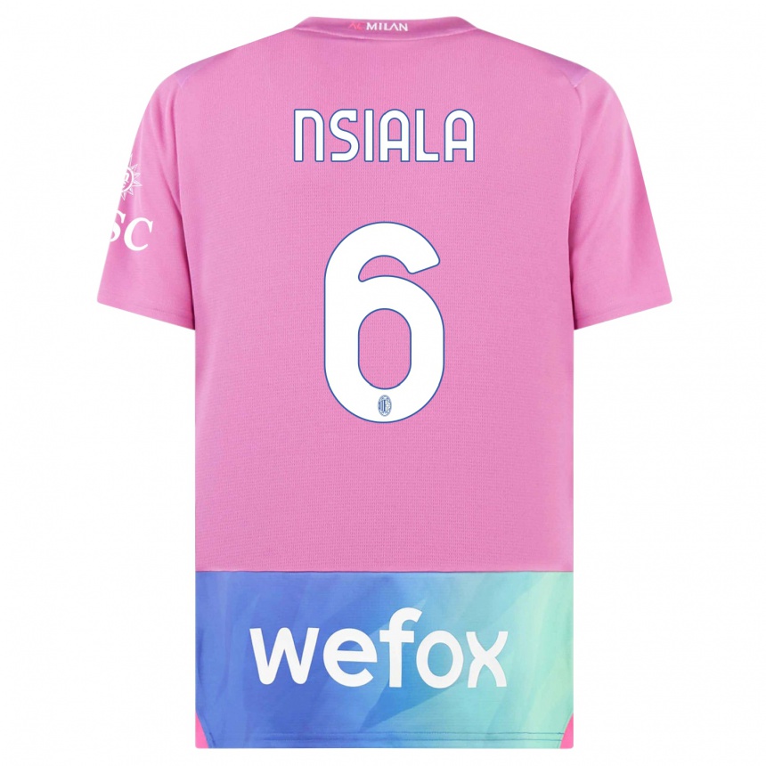 Vaikiškas Clinton Nsiala #6 Rožinė Violetinė Trečias Marškinėliai 2023/24 T-Shirt