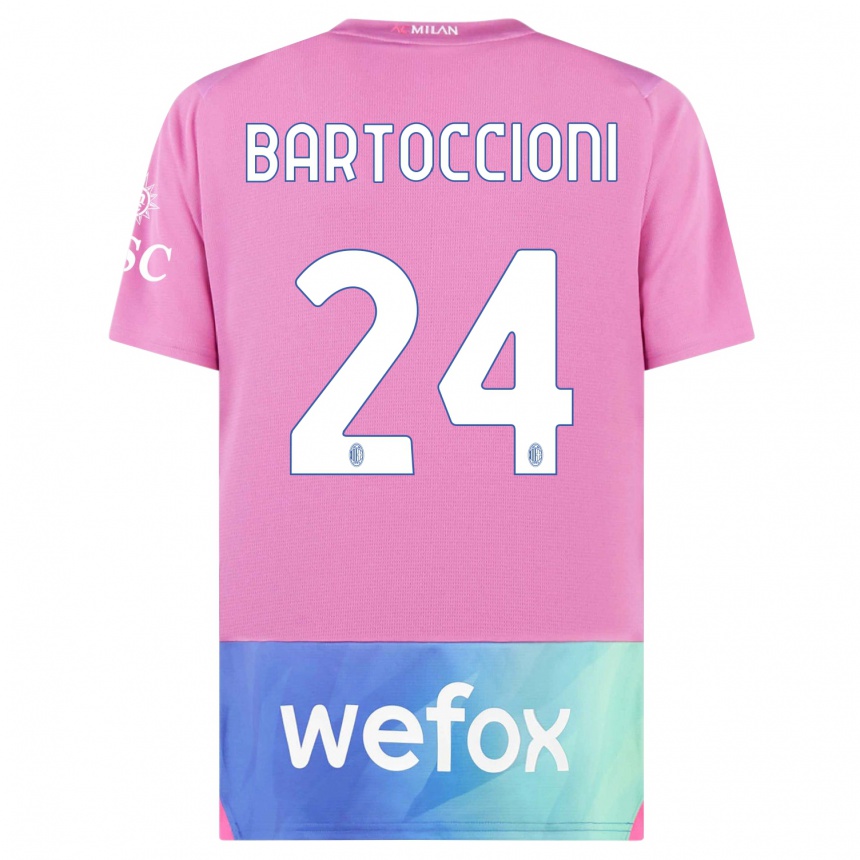 Vaikiškas Andrea Bartoccioni #24 Rožinė Violetinė Trečias Marškinėliai 2023/24 T-Shirt