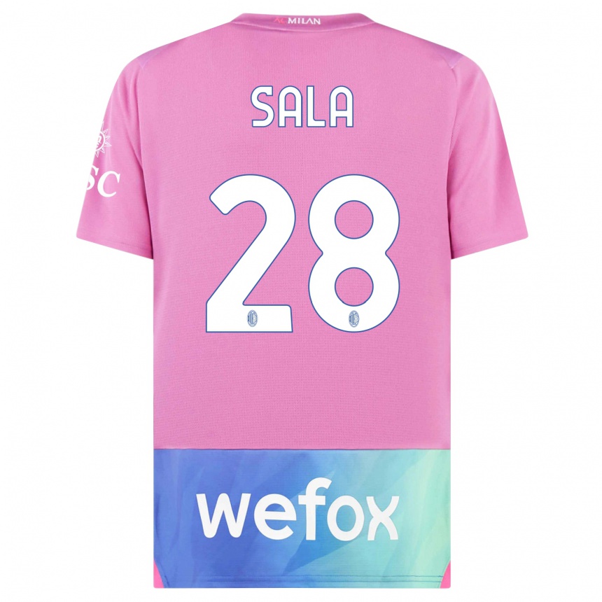 Vaikiškas Emanuele Sala #28 Rožinė Violetinė Trečias Marškinėliai 2023/24 T-Shirt