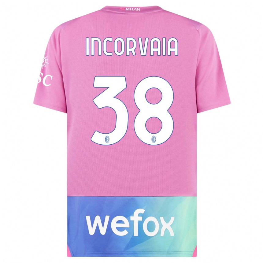 Vaikiškas Giovanni Incorvaia #38 Rožinė Violetinė Trečias Marškinėliai 2023/24 T-Shirt