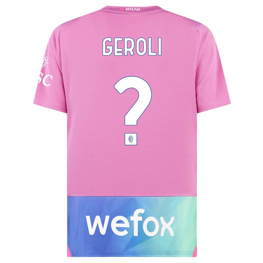 Vaikiškas Matteo Geroli #0 Rožinė Violetinė Trečias Marškinėliai 2023/24 T-Shirt