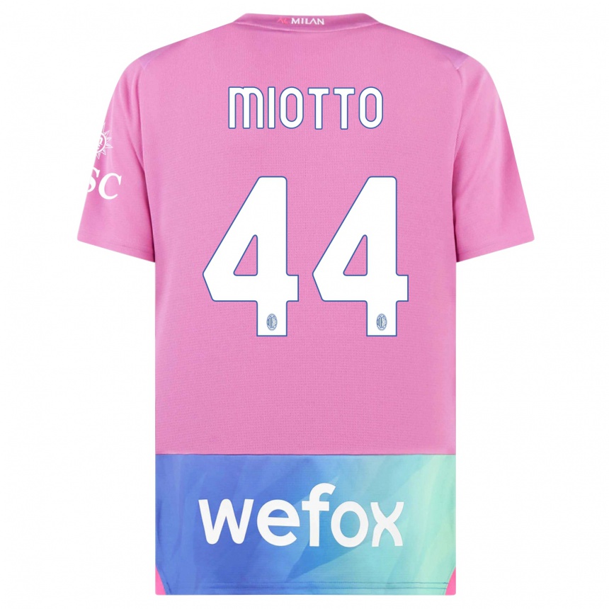 Vaikiškas Giorgia Miotto #44 Rožinė Violetinė Trečias Marškinėliai 2023/24 T-Shirt