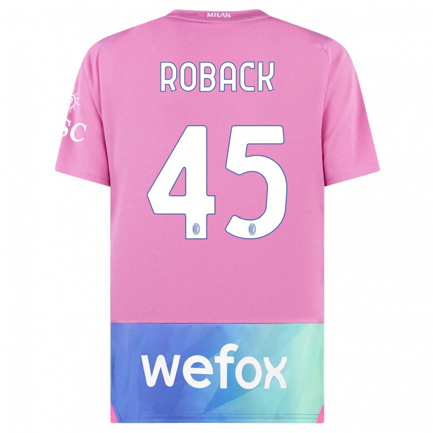 Vaikiškas Emil Roback #45 Rožinė Violetinė Trečias Marškinėliai 2023/24 T-Shirt