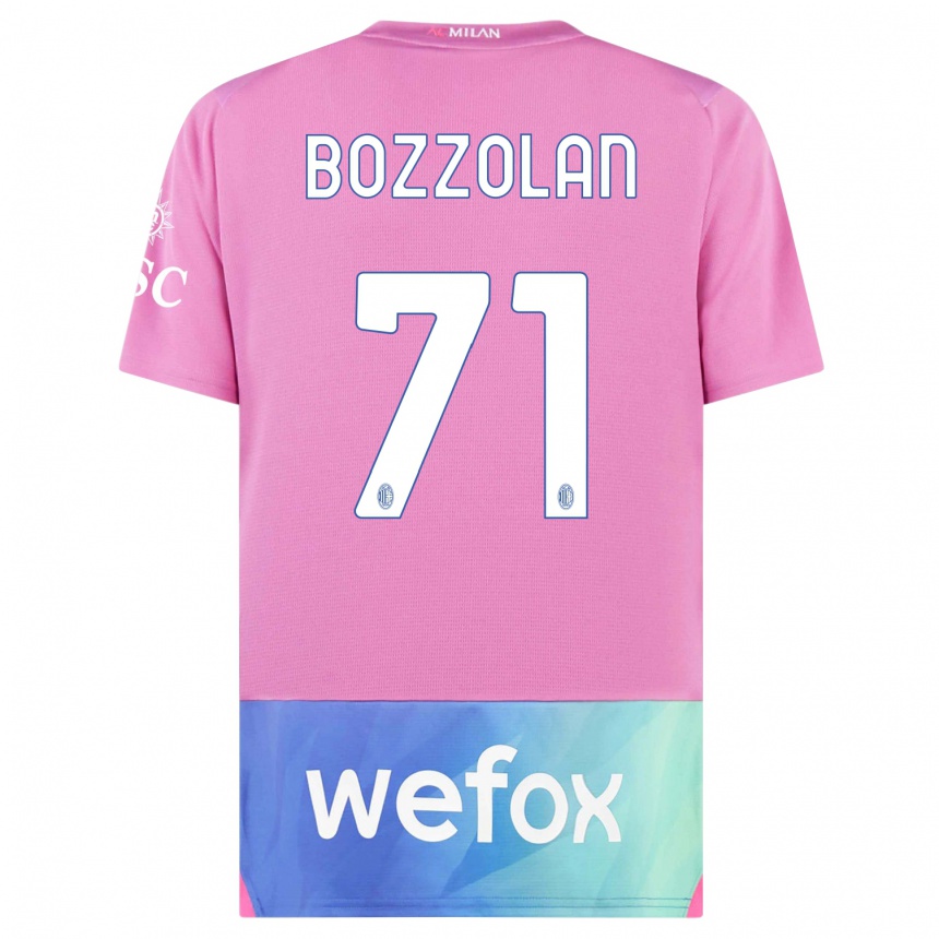 Vaikiškas Andrea Bozzolan #71 Rožinė Violetinė Trečias Marškinėliai 2023/24 T-Shirt