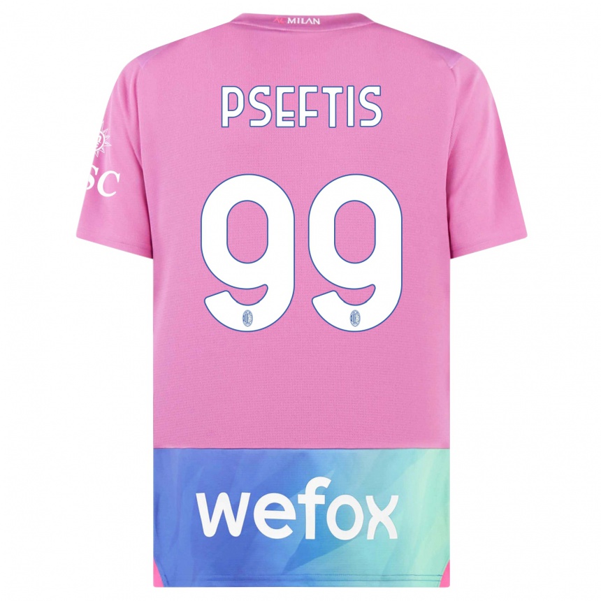 Vaikiškas Fotios Pseftis #99 Rožinė Violetinė Trečias Marškinėliai 2023/24 T-Shirt