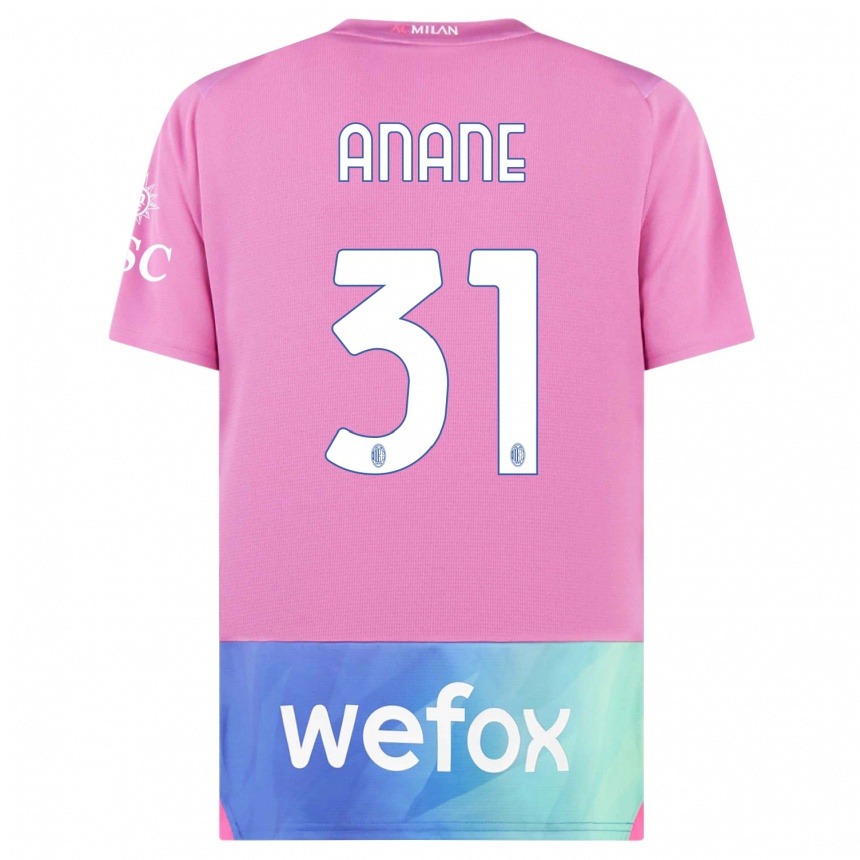 Vaikiškas Emmanuel Anane #31 Rožinė Violetinė Trečias Marškinėliai 2023/24 T-Shirt