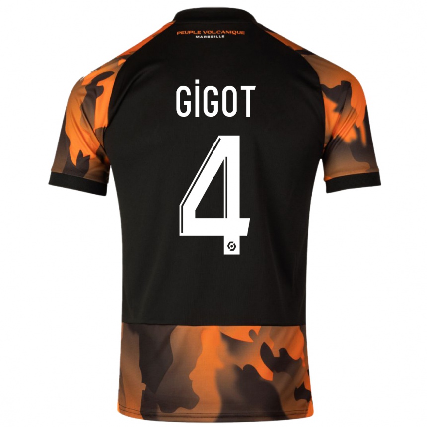 Vaikiškas Samuel Gigot #4 Juoda Oranžinė Trečias Marškinėliai 2023/24 T-Shirt