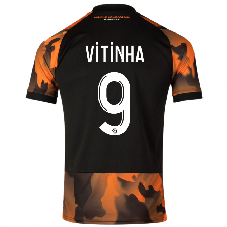 Vaikiškas Vitinha #9 Juoda Oranžinė Trečias Marškinėliai 2023/24 T-Shirt