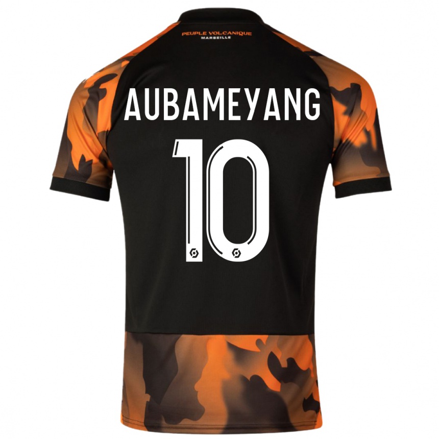 Vaikiškas Pierre-Emerick Aubameyang #10 Juoda Oranžinė Trečias Marškinėliai 2023/24 T-Shirt