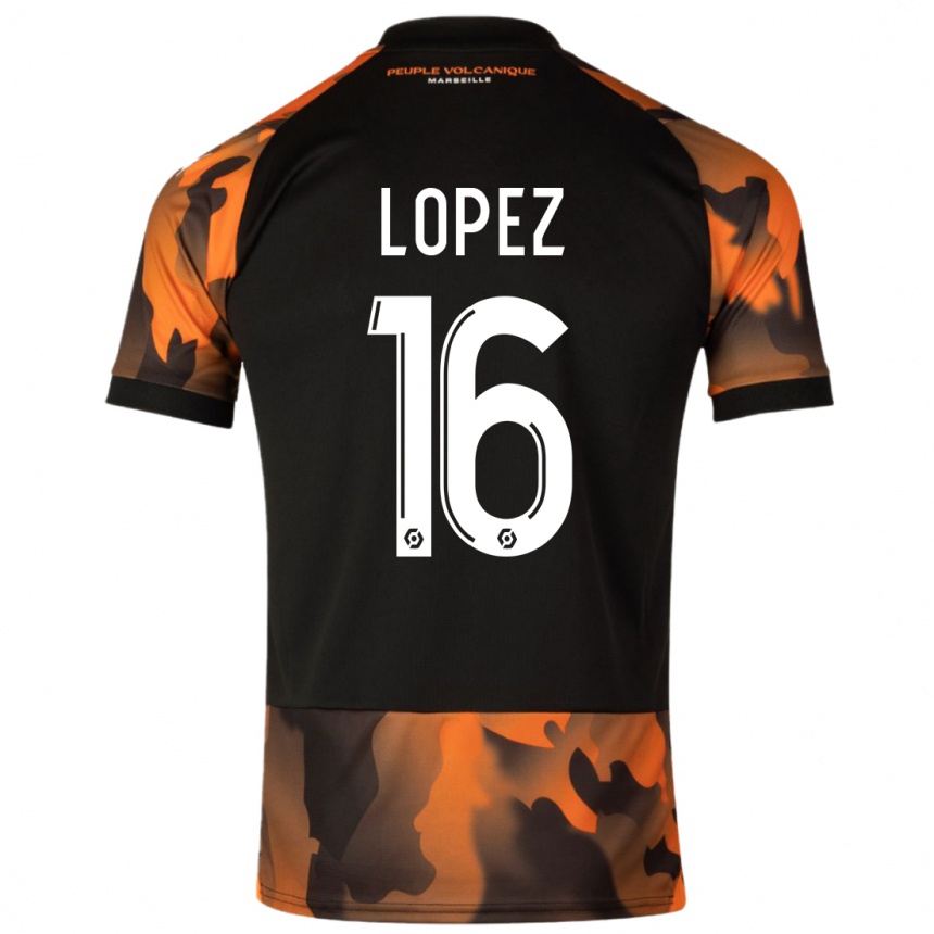 Vaikiškas Pau Lopez #16 Juoda Oranžinė Trečias Marškinėliai 2023/24 T-Shirt