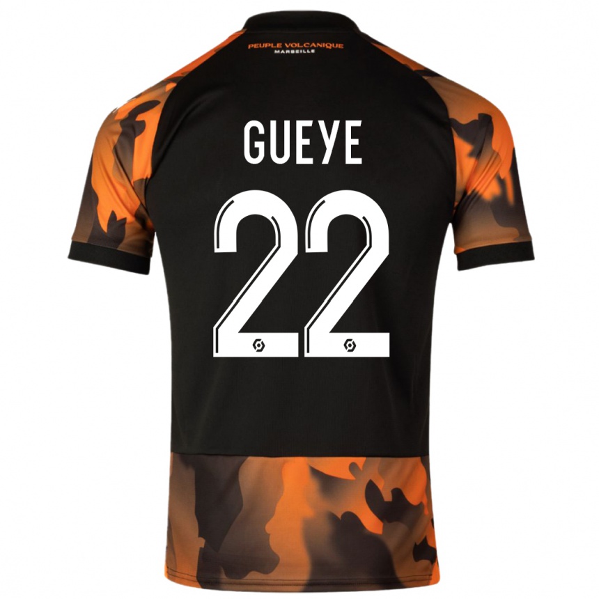 Vaikiškas Pape Gueye #22 Juoda Oranžinė Trečias Marškinėliai 2023/24 T-Shirt