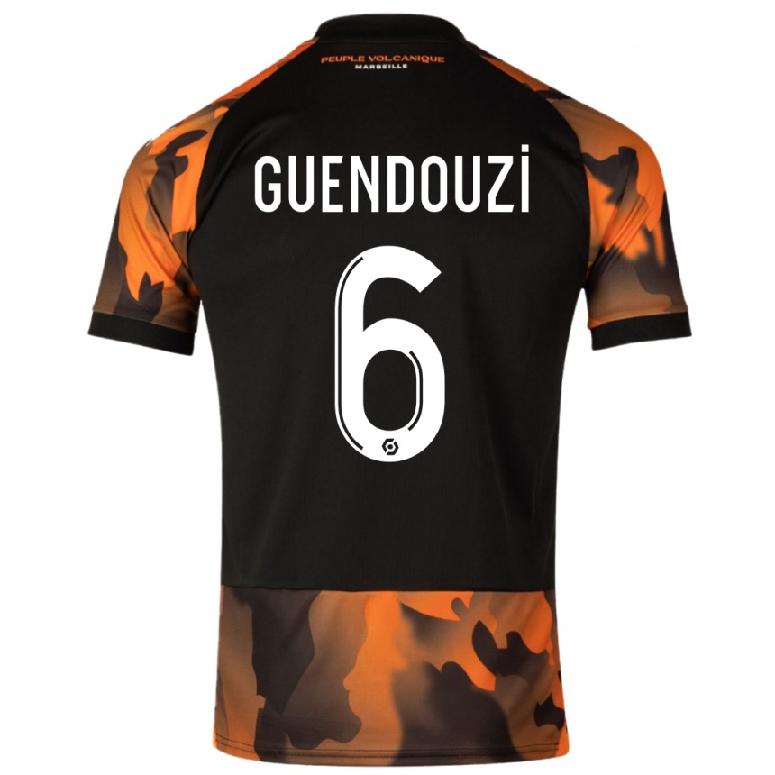 Vaikiškas Matteo Guendouzi #6 Juoda Oranžinė Trečias Marškinėliai 2023/24 T-Shirt