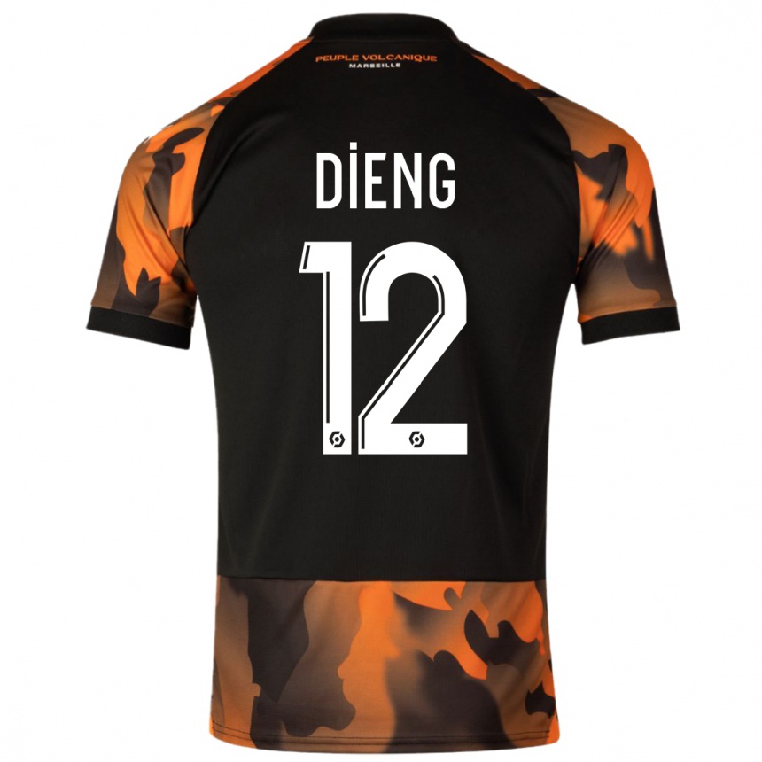 Vaikiškas Bamba Dieng #12 Juoda Oranžinė Trečias Marškinėliai 2023/24 T-Shirt