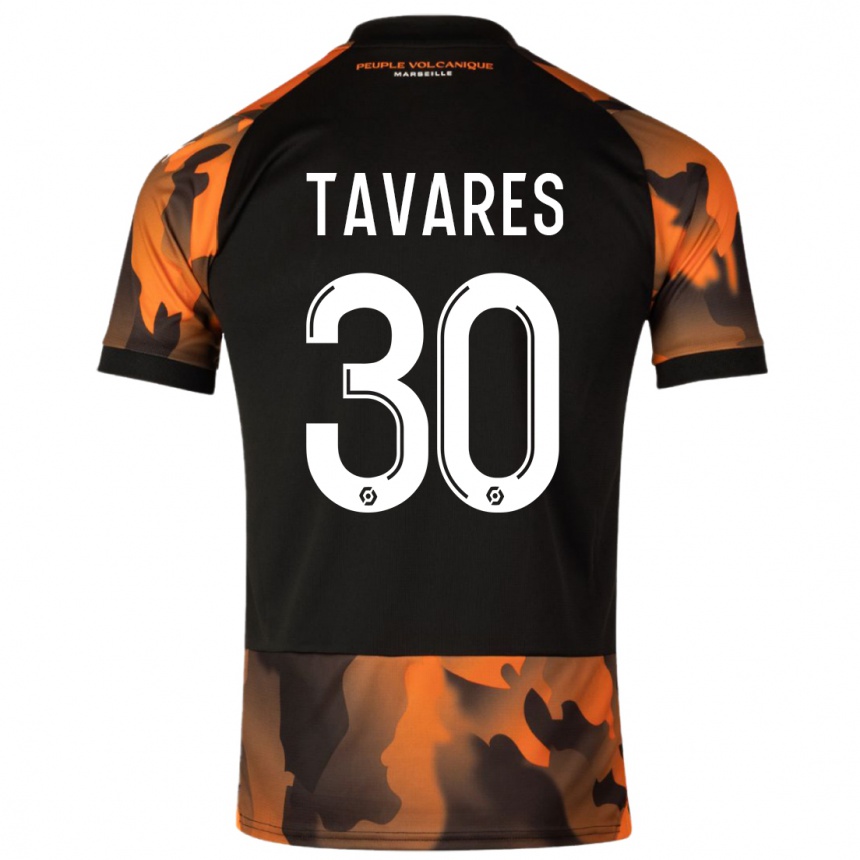 Vaikiškas Nuno Tavares #30 Juoda Oranžinė Trečias Marškinėliai 2023/24 T-Shirt