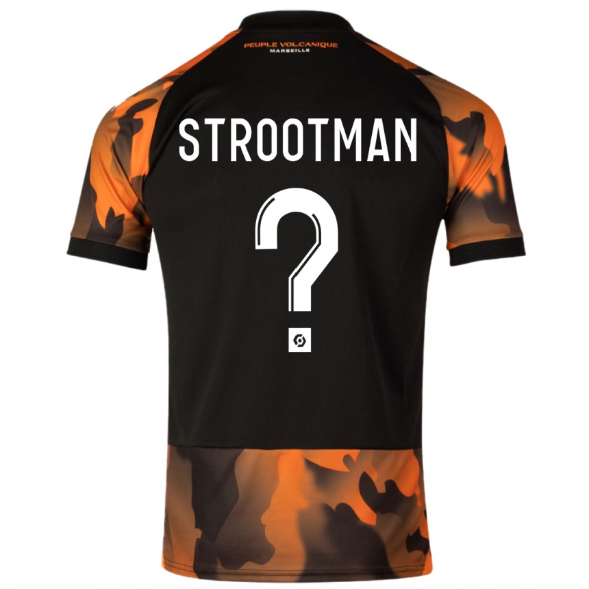 Vaikiškas Kevin Strootman #0 Juoda Oranžinė Trečias Marškinėliai 2023/24 T-Shirt