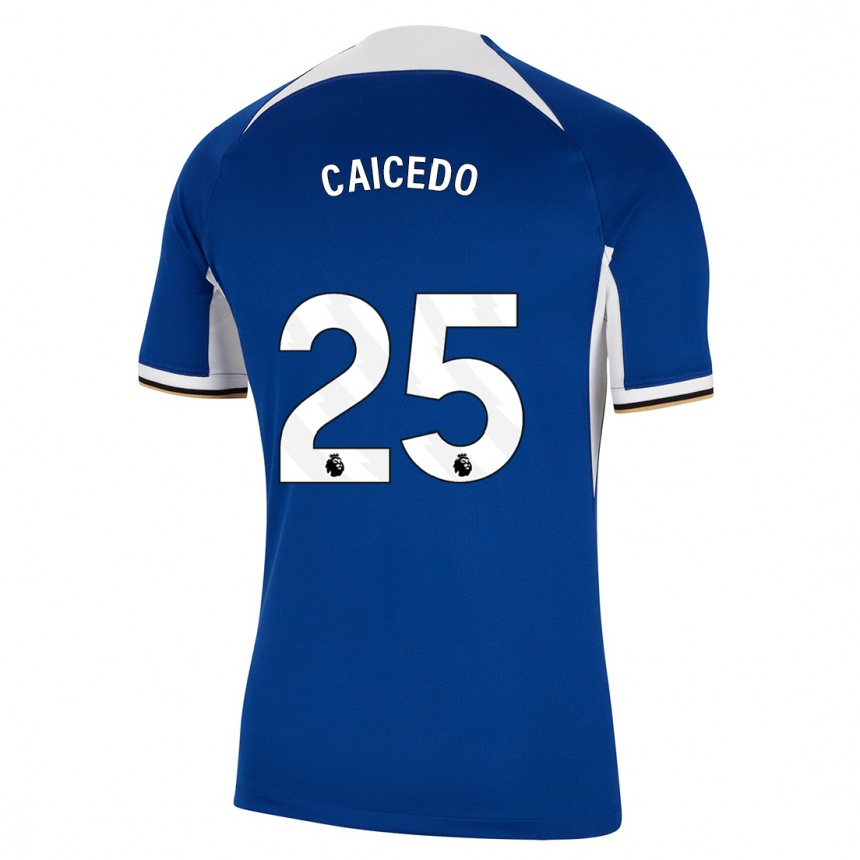 Vyrai Moisés Caicedo #25 Mėlyna Namų Marškinėliai 2023/24 T-Shirt