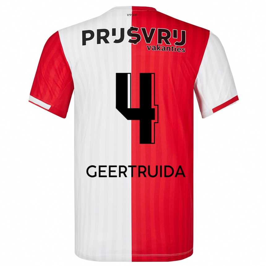 Vyrai Lutsharel Geertruida #4 Raudona Balta Namų Marškinėliai 2023/24 T-Shirt