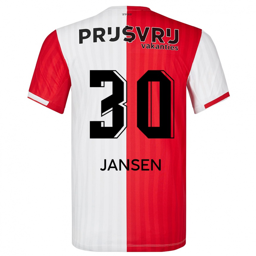 Vyrai Thijs Jansen #30 Raudona Balta Namų Marškinėliai 2023/24 T-Shirt