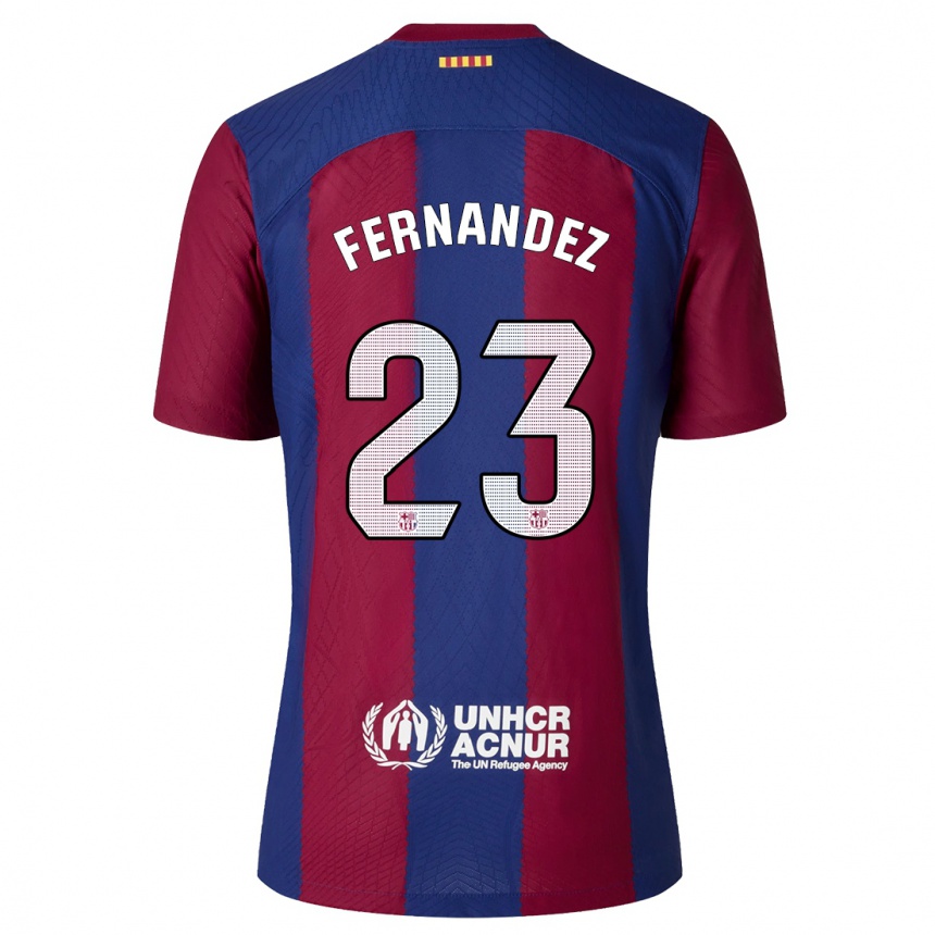 Vyrai Pelayo Fernandez #23 Raudona Melyna Namų Marškinėliai 2023/24 T-Shirt