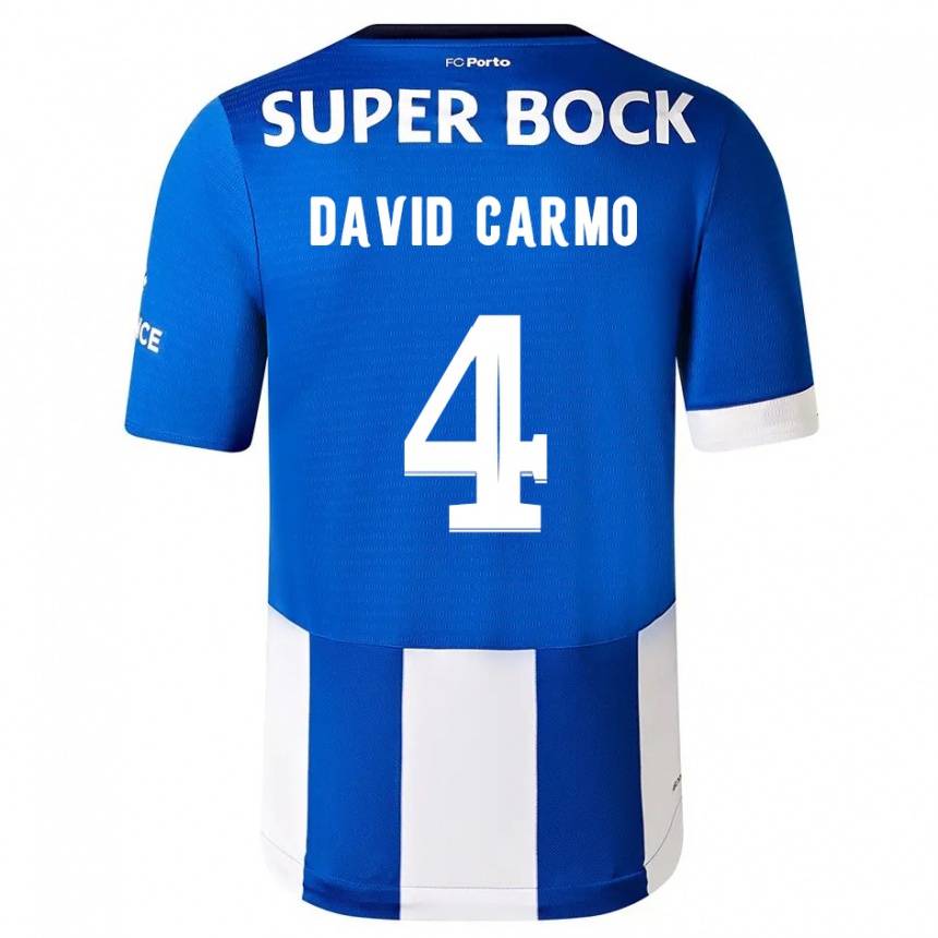 Vyrai David Carmo #4 Mėlyna Balta Namų Marškinėliai 2023/24 T-Shirt