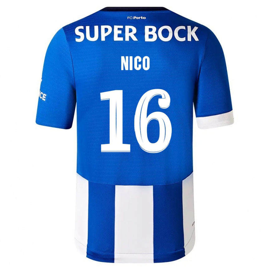 Vyrai Nico Gonzalez #16 Mėlyna Balta Namų Marškinėliai 2023/24 T-Shirt