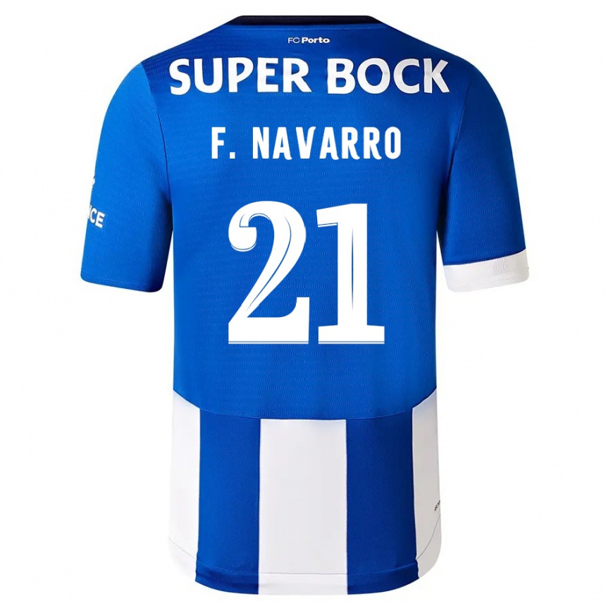 Vyrai Fran Navarro #21 Mėlyna Balta Namų Marškinėliai 2023/24 T-Shirt