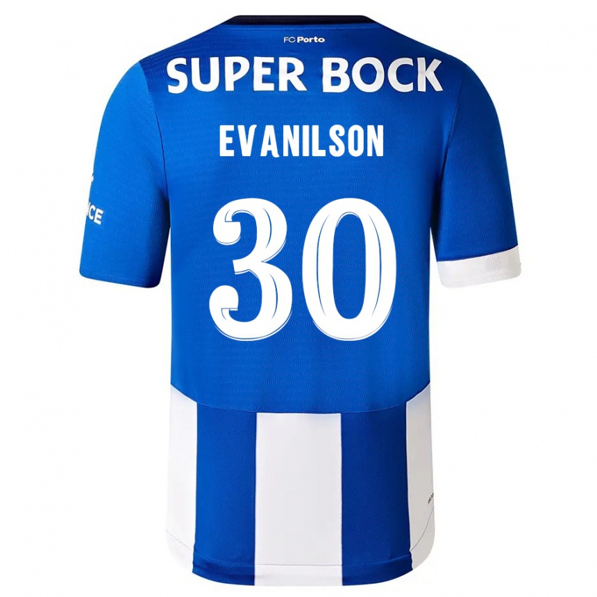 Vyrai Evanilson #30 Mėlyna Balta Namų Marškinėliai 2023/24 T-Shirt