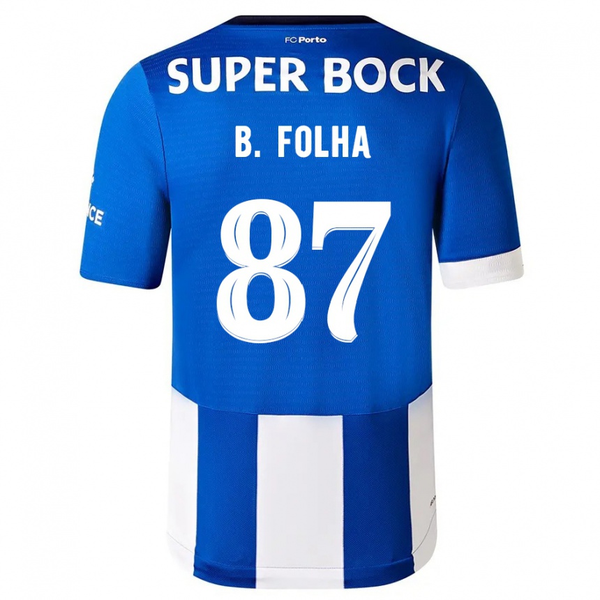 Vyrai Bernardo Folha #87 Mėlyna Balta Namų Marškinėliai 2023/24 T-Shirt